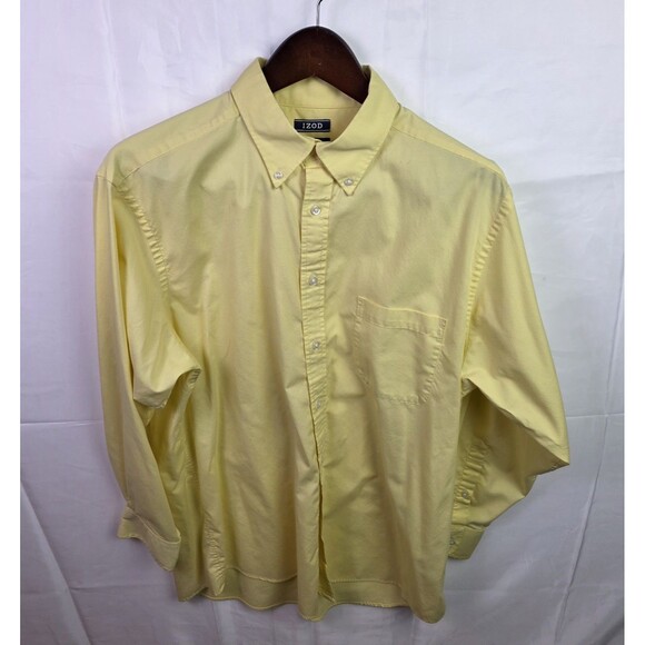 IZOD Oxford Men's Size 16-16.1/2 - 32/33 Large Yellow Long Sleeve Shirt - Picture 1 of 7